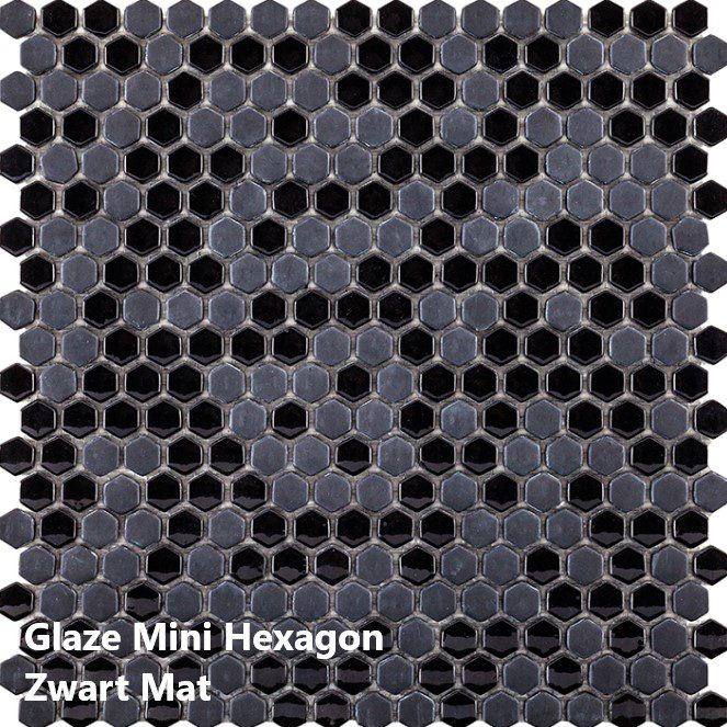Glaze Mini Hexagon Zwart Mat